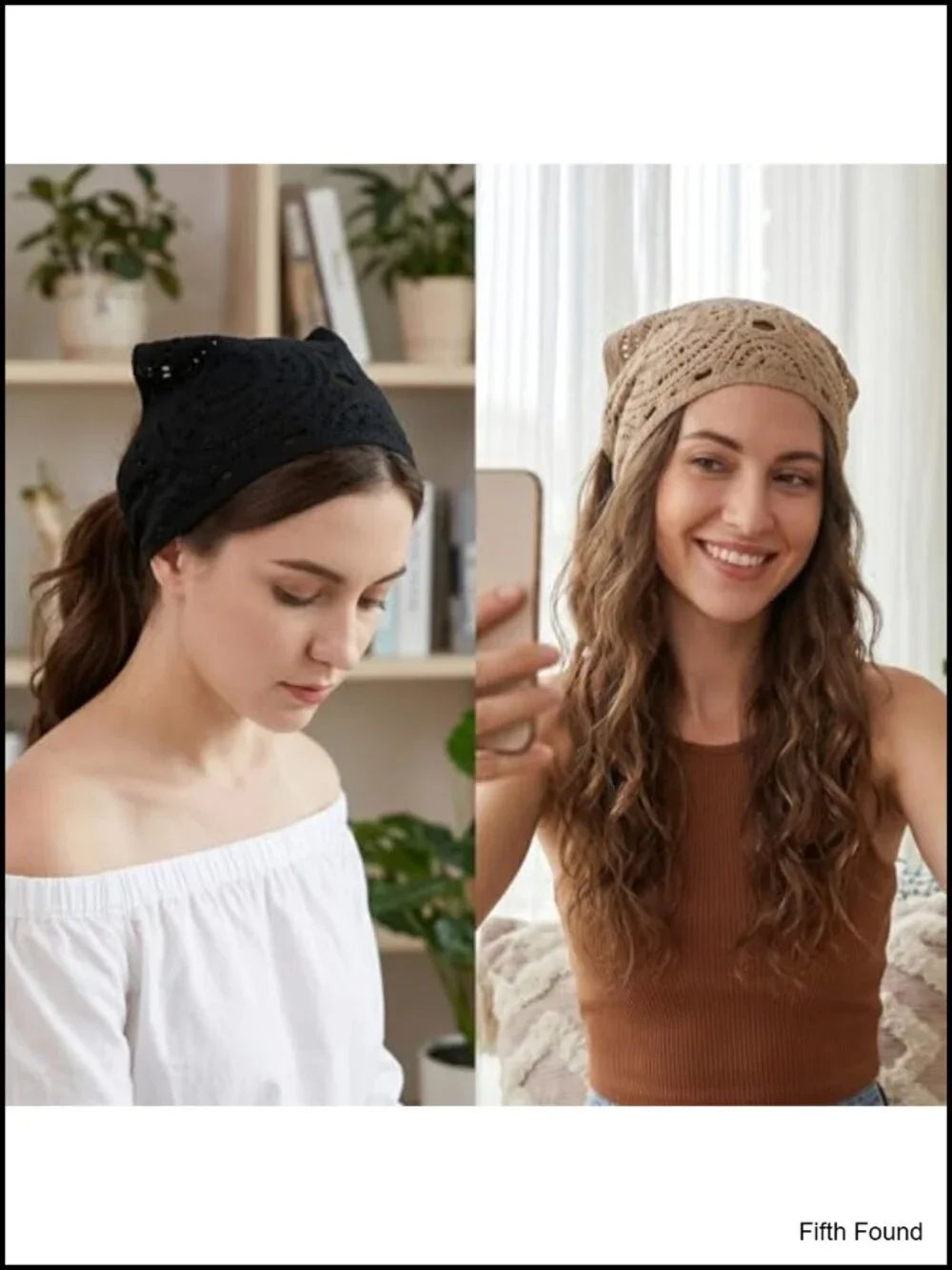 Floral Crochet Head Scarf 3 Pack Bandana Women